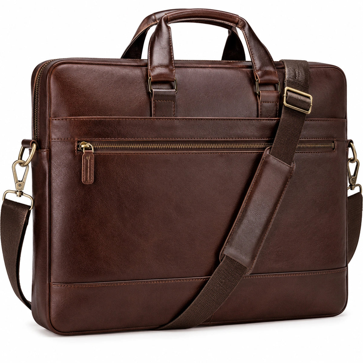 Borsa portadocumenti 40 x 8 x 30 cm in similpelle marrone con tracolla regolabile