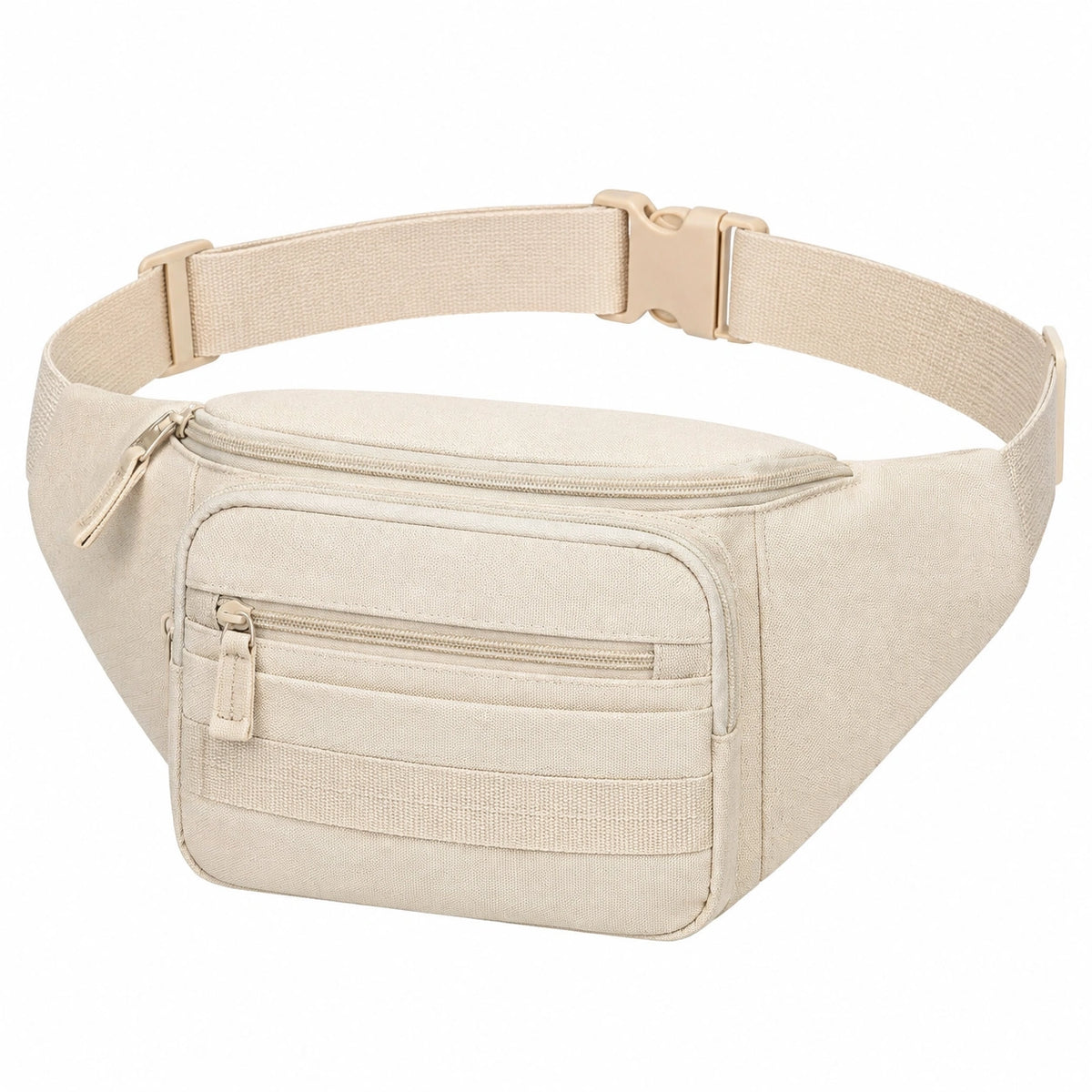 Marsupio 30 x 15 x 8 cm in tessuto beige con tasche multiple stile casual