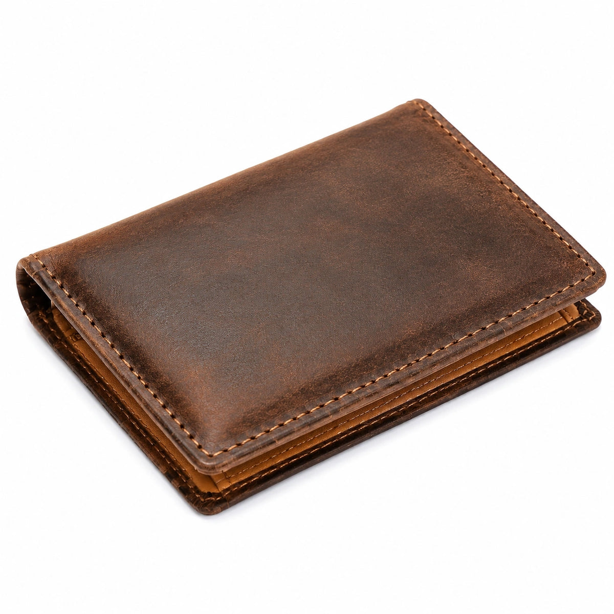 Portafoglio uomo 11 x 8 cm in pelle marrone - pieghevole compatto