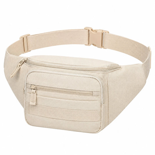 Marsupio 30 x 15 x 8 cm in tessuto beige con tasche multiple stile casual