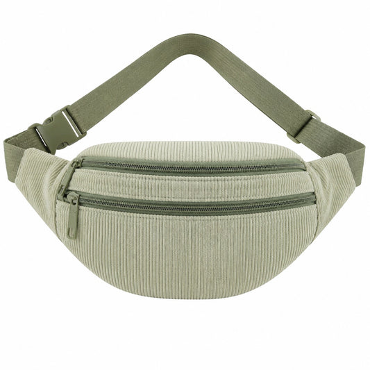 Marsupio 32 x 15 x 15 cm in velluto a coste verde con cintura regolabile